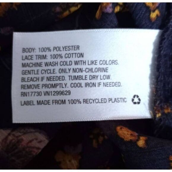 XHILARATION NAVY & PEACH FLORAL SHEER BOHO-INSPIRED BLOUSE SZ.S EUC. - Picture 5 of 5